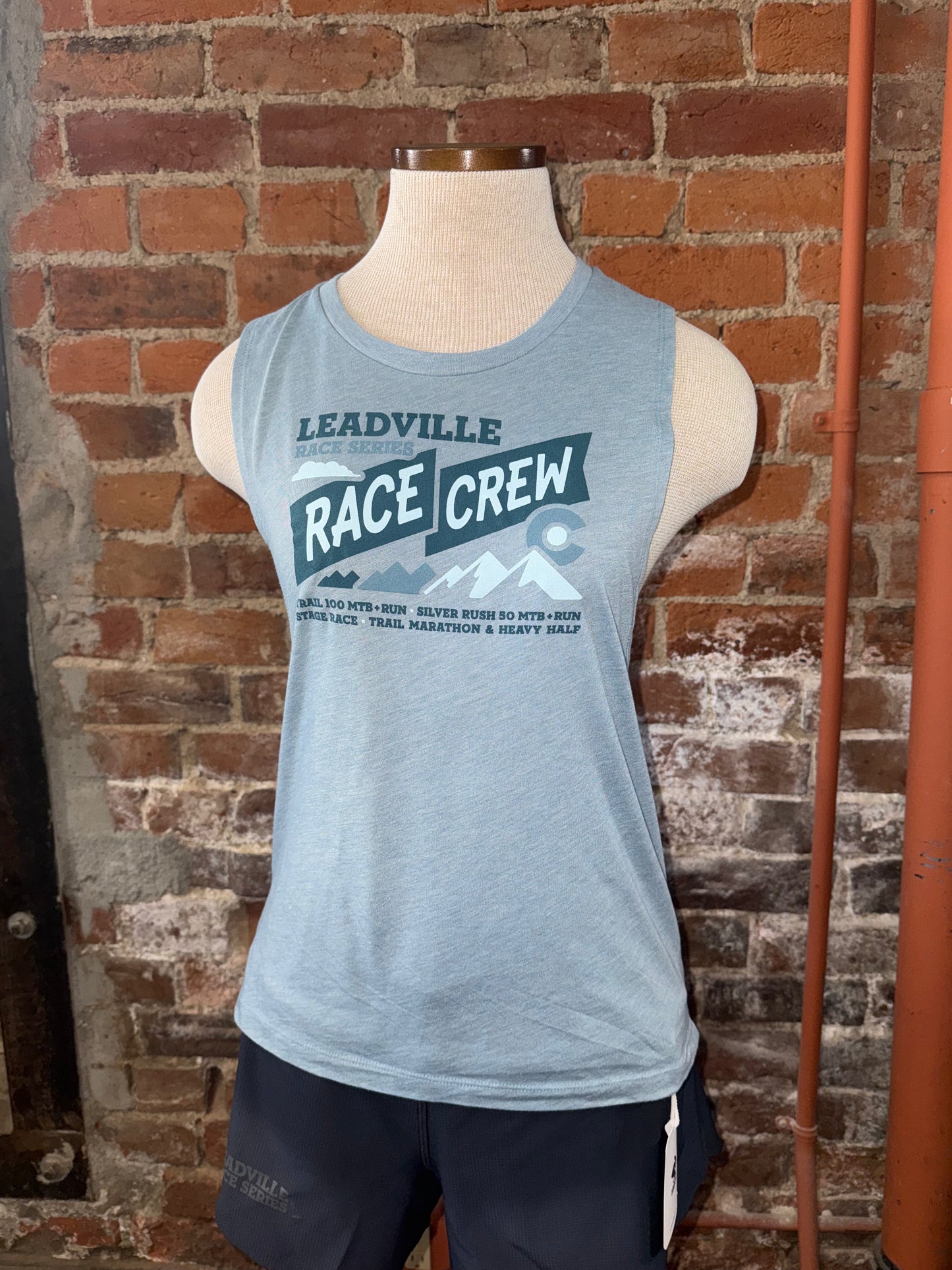2026 Women's Race Crew Tank-Stonewash Denim